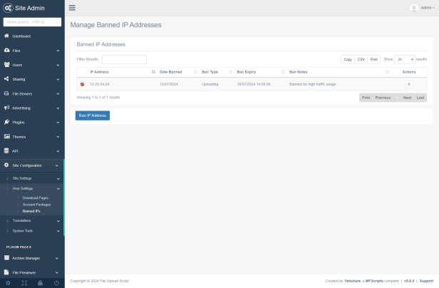 Manage Banned IP Addresses